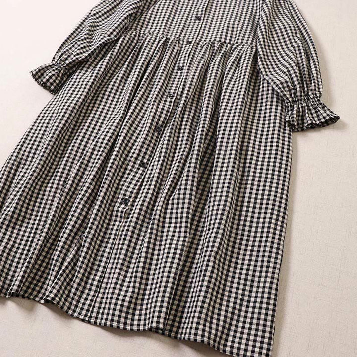 Vestido midi de manga larga con volantes, botones sencillos y bolsillos de Buddha Stones - image 10