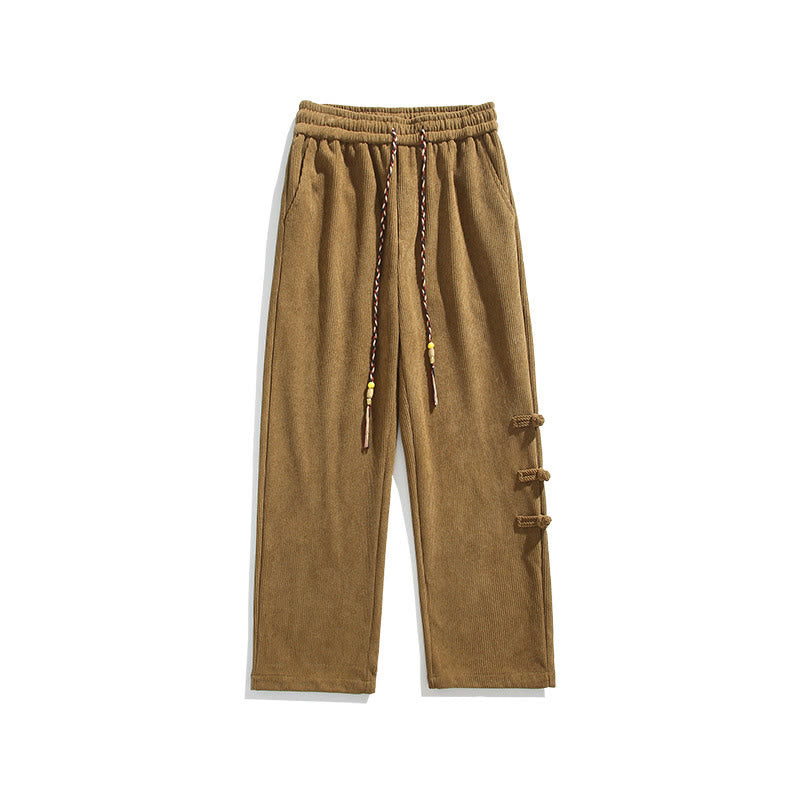 Pantalones de pana con cordón y bolsillos para hombre, diseño chino de rana y botones, con Buddha Stones - image 10