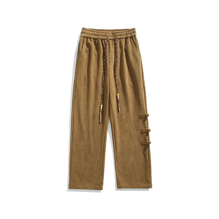 Pantalones de pana con cordón y bolsillos para hombre, diseño chino de rana y botones, con Buddha Stones - image 10