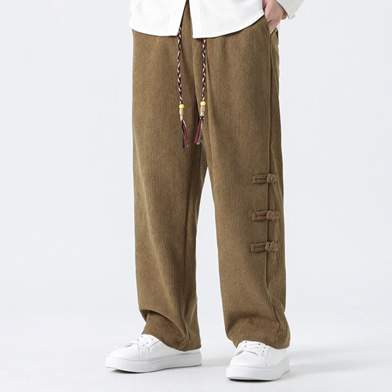 Pantalones de pana con cordón y bolsillos para hombre, diseño chino de rana y botones, con Buddha Stones - image 6