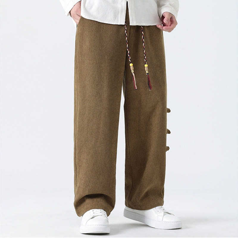 Pantalones de pana con cordón y bolsillos para hombre, diseño chino de rana y botones, con Buddha Stones - image 7