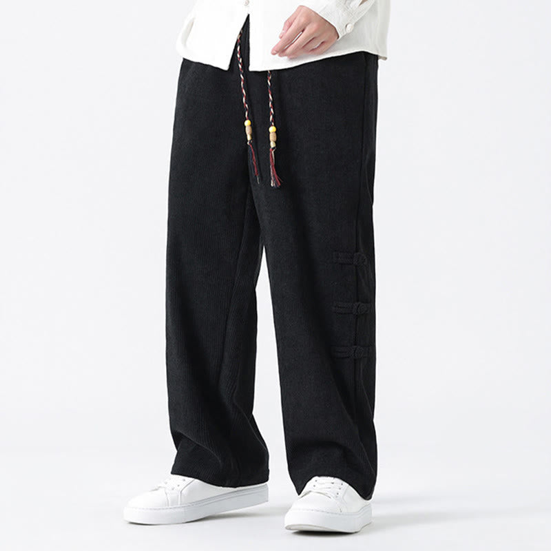Pantalones de pana con cordón y bolsillos para hombre, diseño chino de rana y botones, con Buddha Stones - image 15