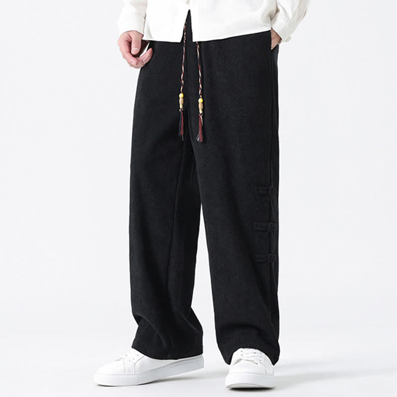 Pantalones de pana con cordón y bolsillos para hombre, diseño chino de rana y botones, con Buddha Stones - image 14