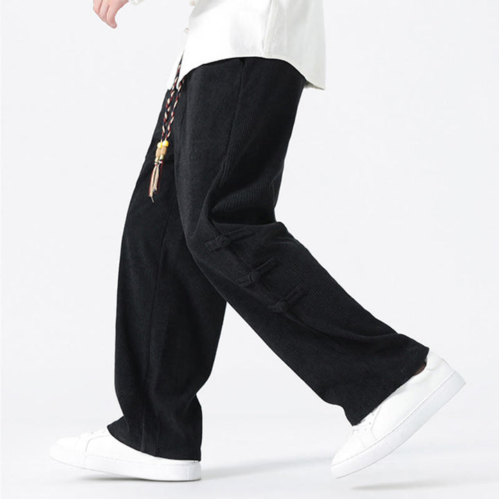 Pantalones de pana con cordón y bolsillos para hombre, diseño chino de rana y botones, con Buddha Stones - image 16