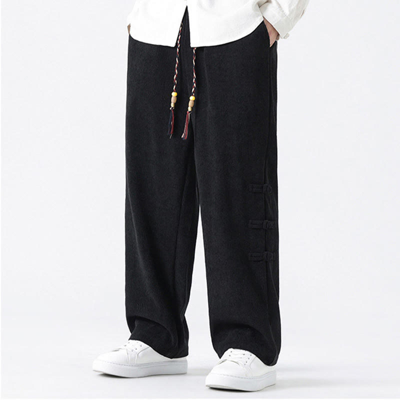 Pantalones de pana con cordón y bolsillos para hombre, diseño chino de rana y botones, con Buddha Stones - image 14