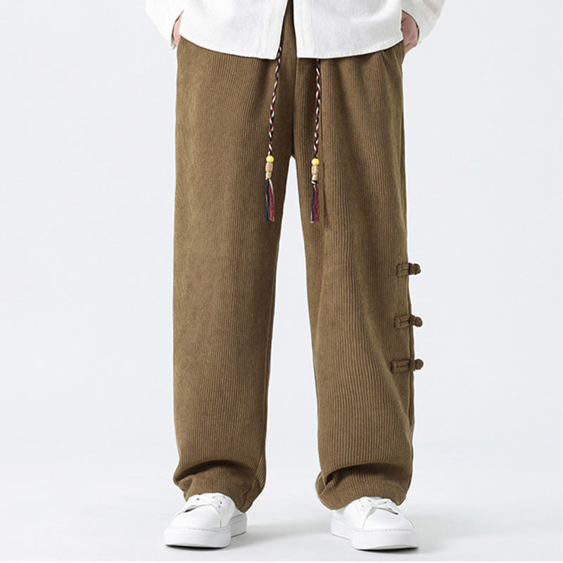 Pantalones de pana con cordón y bolsillos para hombre, diseño chino de rana y botones, con Buddha Stones - image 8