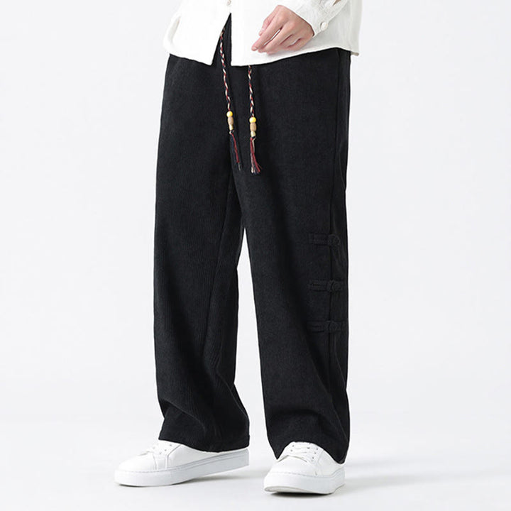 Pantalones de pana con cordón y bolsillos para hombre, diseño chino de rana y botones, con Buddha Stones - image 16