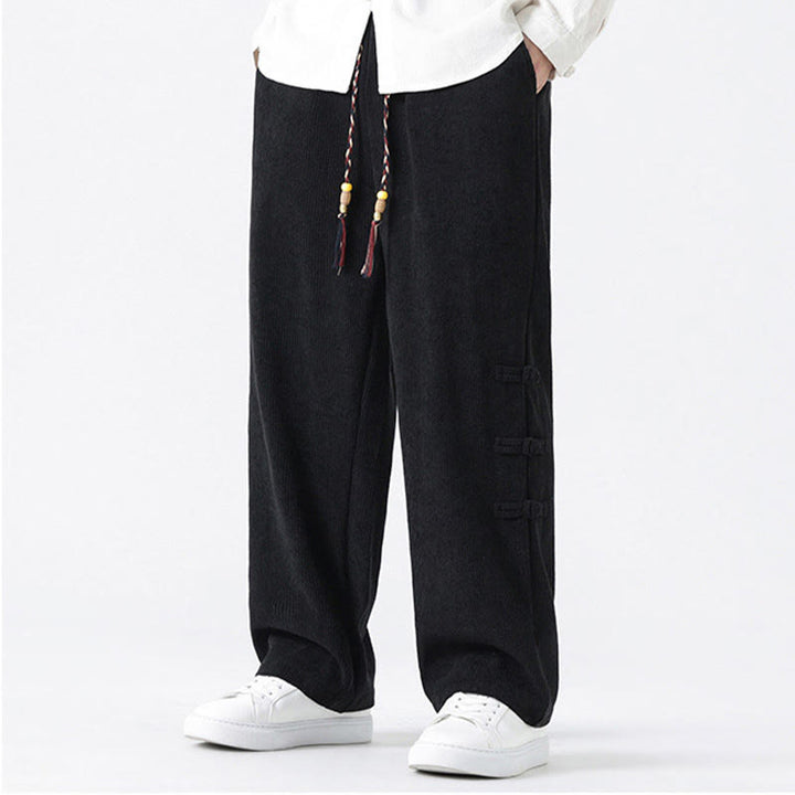 Pantalones de pana con cordón y bolsillos para hombre, diseño chino de rana y botones, con Buddha Stones - image 13