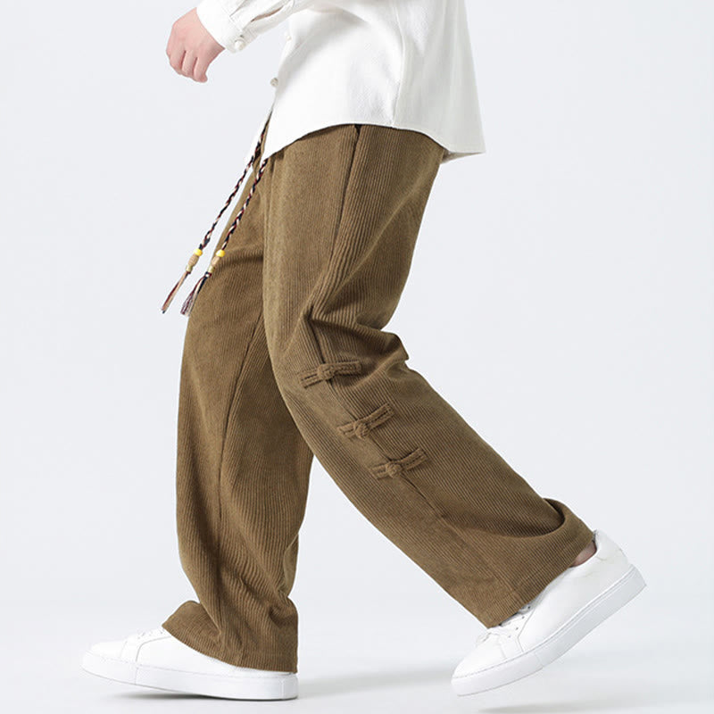 Pantalones de pana con cordón y bolsillos para hombre, diseño chino de rana y botones, con Buddha Stones - image 3