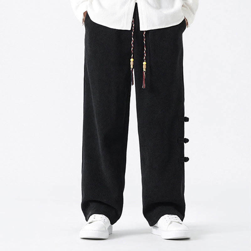 Pantalones de pana con cordón y bolsillos para hombre, diseño chino de rana y botones, con Buddha Stones - image 12