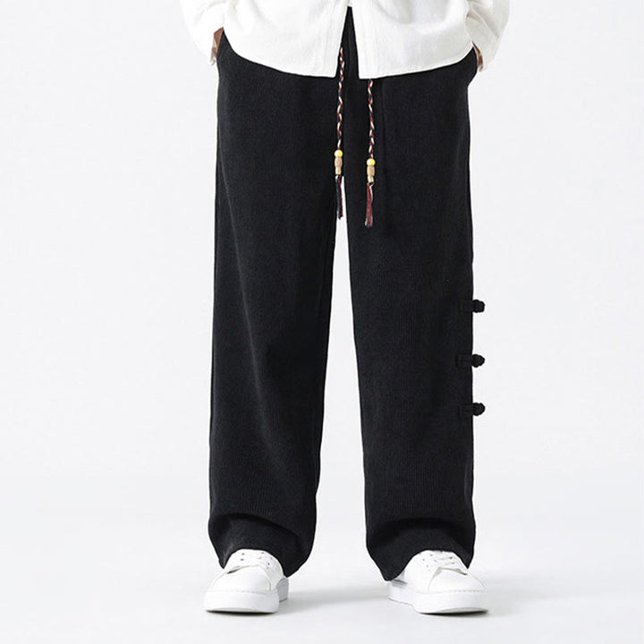 Pantalones de pana con cordón y bolsillos para hombre, diseño chino de rana y botones, con Buddha Stones - image 12