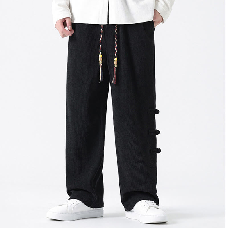 Pantalones de pana con cordón y bolsillos para hombre, diseño chino de rana y botones, con Buddha Stones - image 18