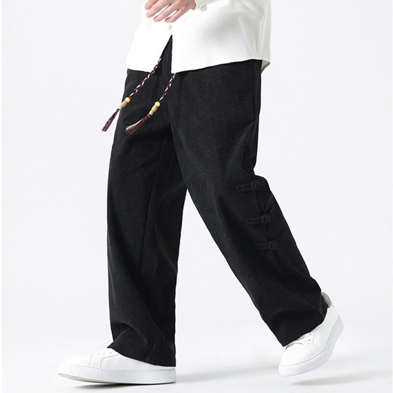 Pantalones de pana con cordón y bolsillos para hombre, diseño chino de rana y botones, con Buddha Stones - image 19