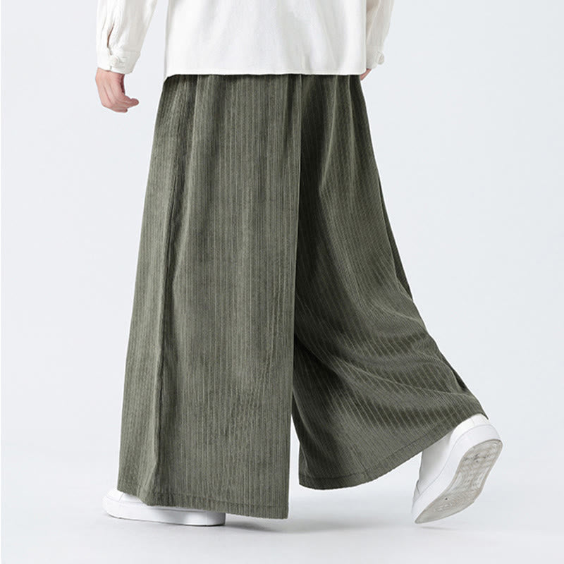 Pantalones anchos de pana con bordado informal de Buddha Stones y cordón ajustable para hombre con bolsillos - image 8