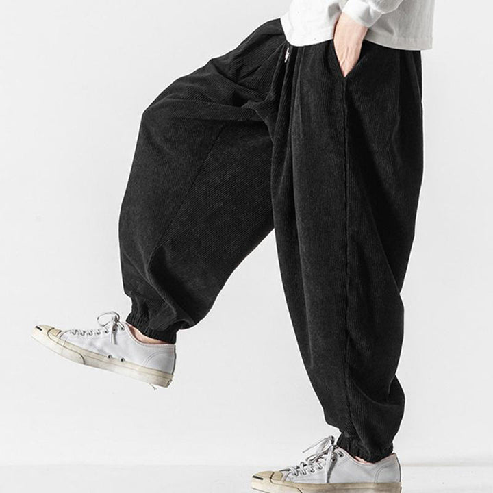 Pantalones casuales Buddha Stones de pana con cordón ajustable y bolsillos para hombre, hasta el tobillo - image 14
