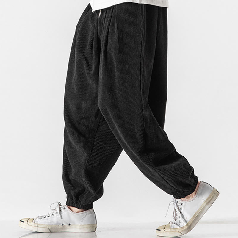 Pantalones casuales Buddha Stones de pana con cordón ajustable y bolsillos para hombre, hasta el tobillo - image 12