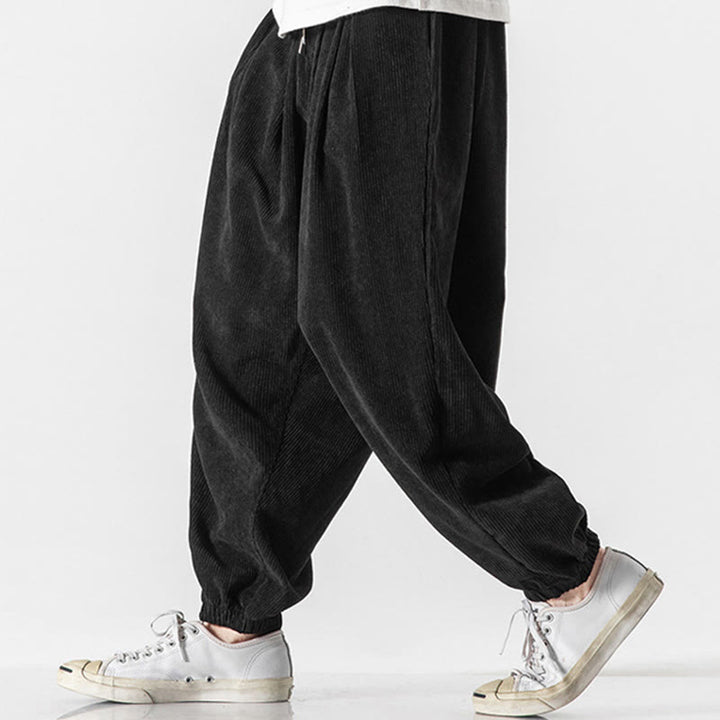 Pantalones casuales Buddha Stones de pana con cordón ajustable y bolsillos para hombre, hasta el tobillo - image 12