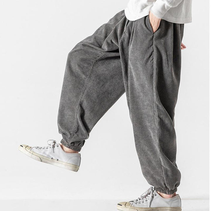 Pantalones casuales Buddha Stones de pana con cordón ajustable y bolsillos para hombre, hasta el tobillo - image 8