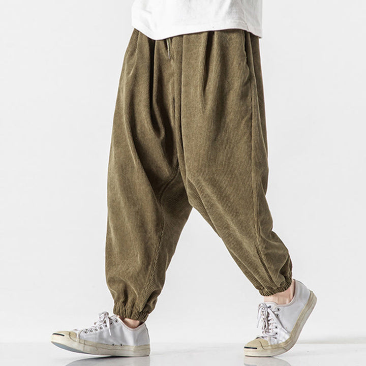 Pantalones casuales Buddha Stones de pana con cordón ajustable y bolsillos para hombre, hasta el tobillo - image 20