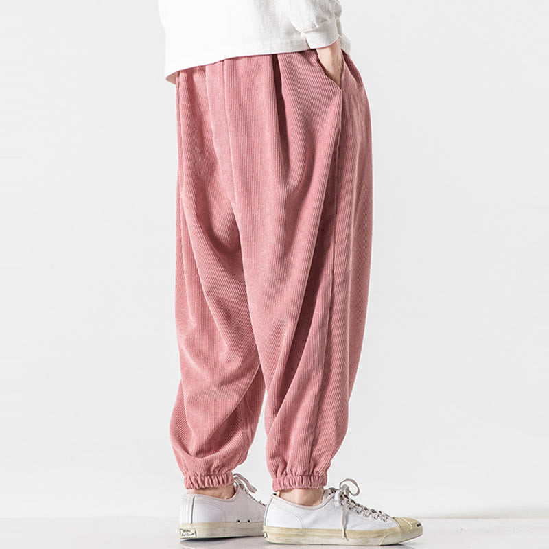 Pantalones casuales Buddha Stones de pana con cordón ajustable y bolsillos para hombre, hasta el tobillo - image 31