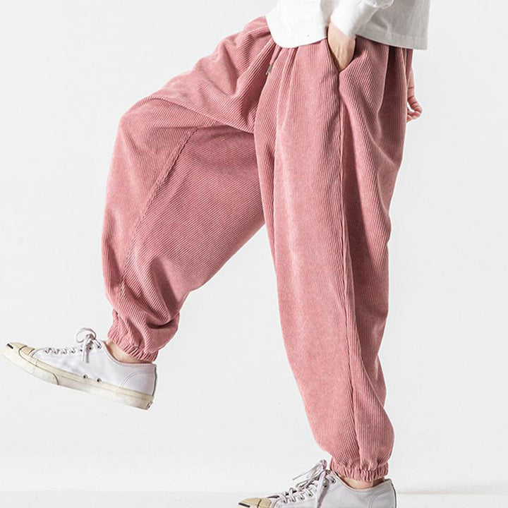 Pantalones casuales Buddha Stones de pana con cordón ajustable y bolsillos para hombre, hasta el tobillo - image 32