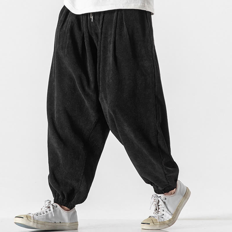 Pantalones casuales Buddha Stones de pana con cordón ajustable y bolsillos para hombre, hasta el tobillo - image 11