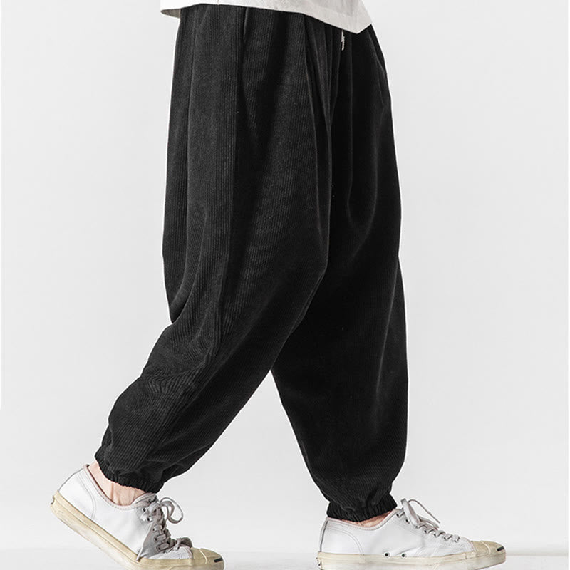 Pantalones casuales Buddha Stones de pana con cordón ajustable y bolsillos para hombre, hasta el tobillo - image 13