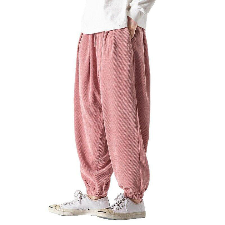 Pantalones casuales Buddha Stones de pana con cordón ajustable y bolsillos para hombre, hasta el tobillo - image 32
