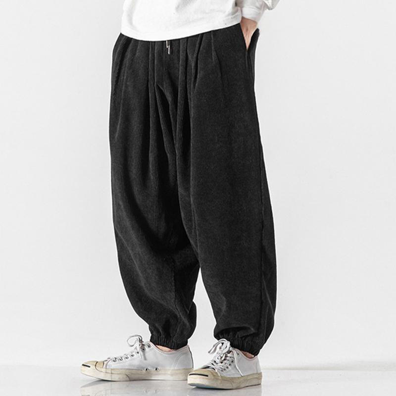 Pantalones casuales Buddha Stones de pana con cordón ajustable y bolsillos para hombre, hasta el tobillo - image 9