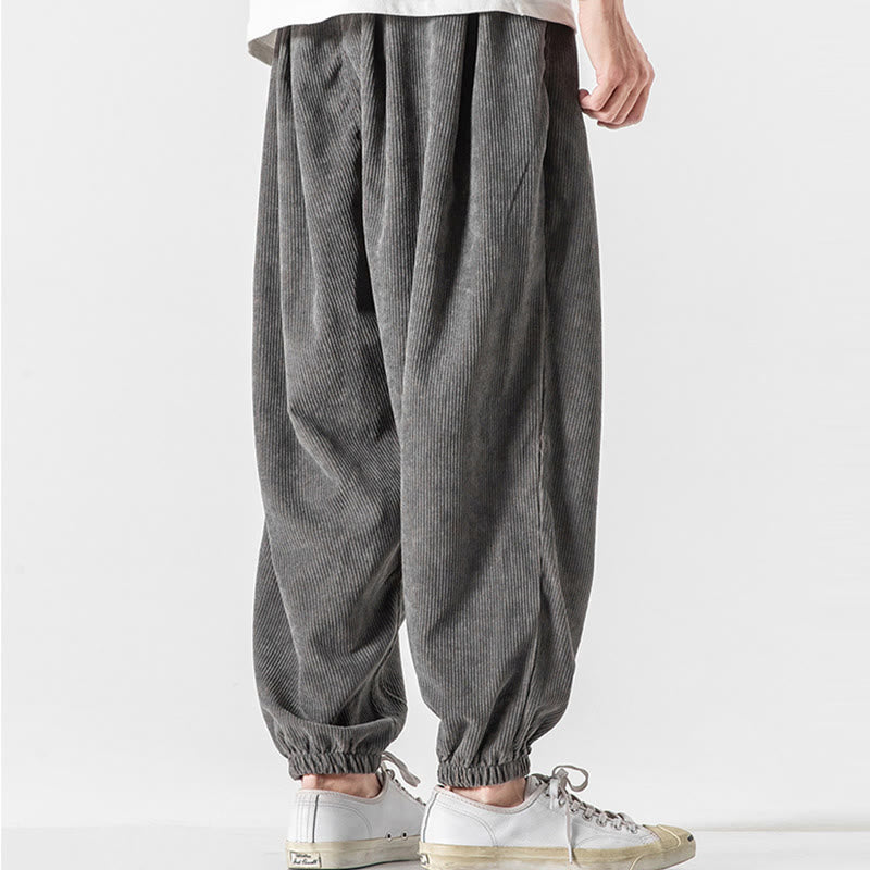 Pantalones casuales Buddha Stones de pana con cordón ajustable y bolsillos para hombre, hasta el tobillo - image 7