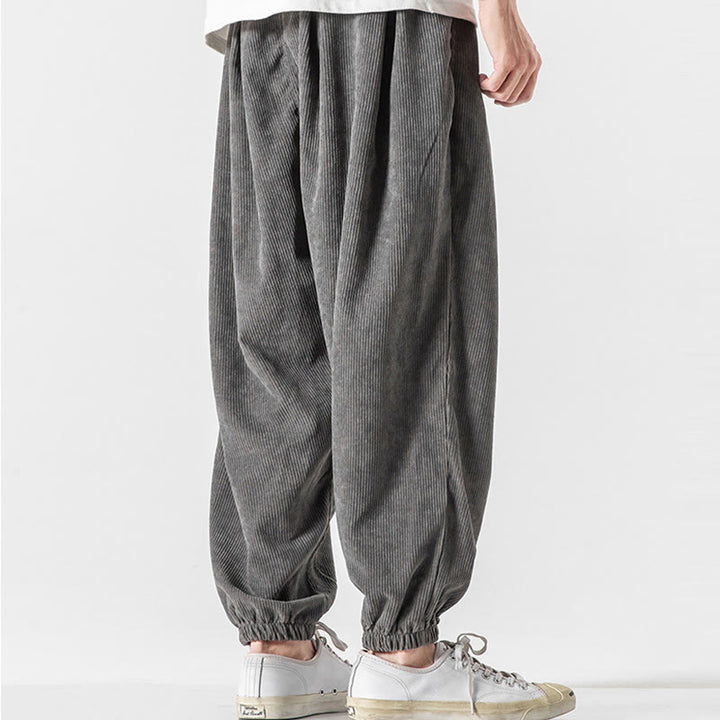 Pantalones casuales Buddha Stones de pana con cordón ajustable y bolsillos para hombre, hasta el tobillo - image 7