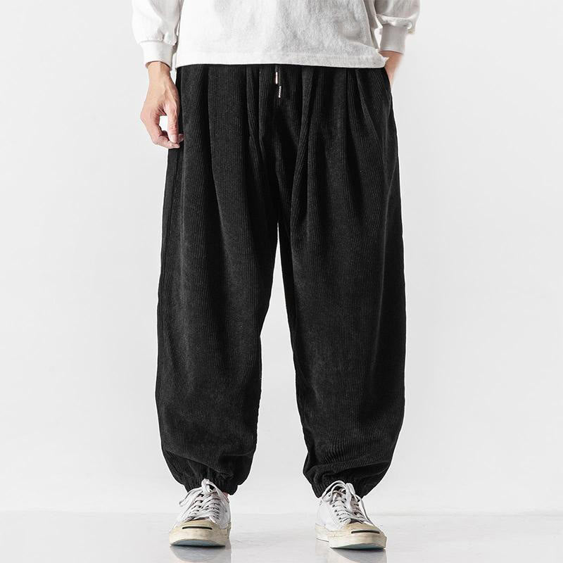 Pantalones casuales Buddha Stones de pana con cordón ajustable y bolsillos para hombre, hasta el tobillo - Negro - US/UK/AU46, EU56 (5XL) - image 8