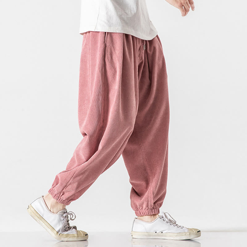 Pantalones casuales Buddha Stones de pana con cordón ajustable y bolsillos para hombre, hasta el tobillo - image 30