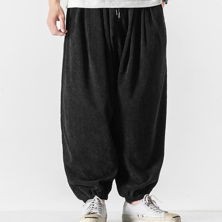 Pantalones casuales Buddha Stones de pana con cordón ajustable y bolsillos para hombre, hasta el tobillo - image 15