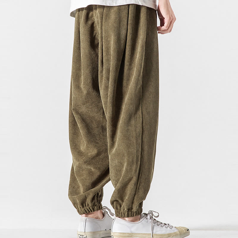 Pantalones casuales Buddha Stones de pana con cordón ajustable y bolsillos para hombre, hasta el tobillo - image 23