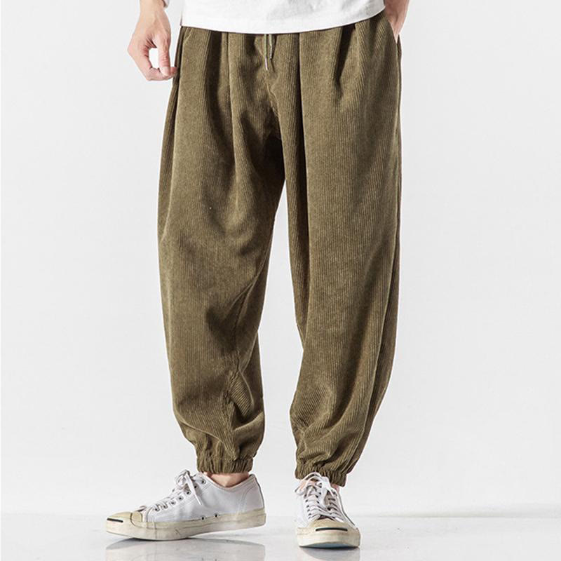 Pantalones casuales Buddha Stones de pana con cordón ajustable y bolsillos para hombre, hasta el tobillo - image 20
