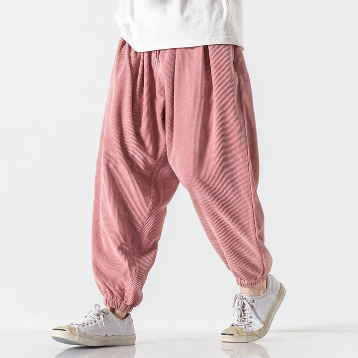 Pantalones casuales Buddha Stones de pana con cordón ajustable y bolsillos para hombre, hasta el tobillo - image 28