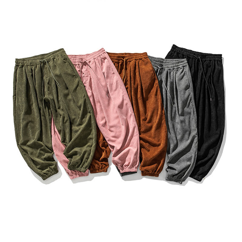 Pantalones casuales Buddha Stones de pana con cordón ajustable y bolsillos para hombre, hasta el tobillo - image 34