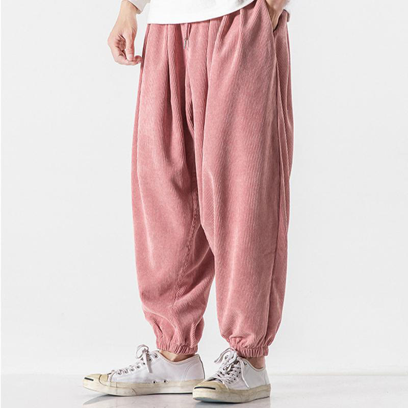 Pantalones casuales Buddha Stones de pana con cordón ajustable y bolsillos para hombre, hasta el tobillo - image 29