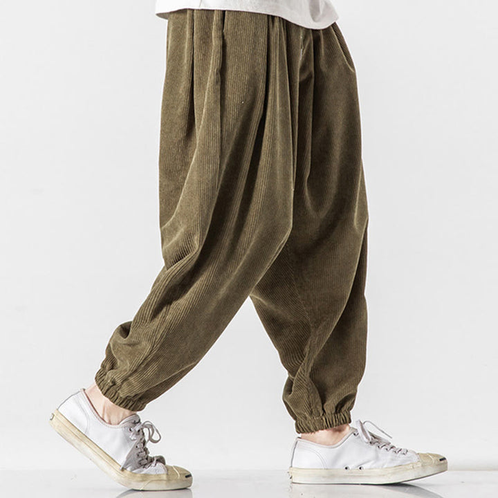 Pantalones casuales Buddha Stones de pana con cordón ajustable y bolsillos para hombre, hasta el tobillo - image 25