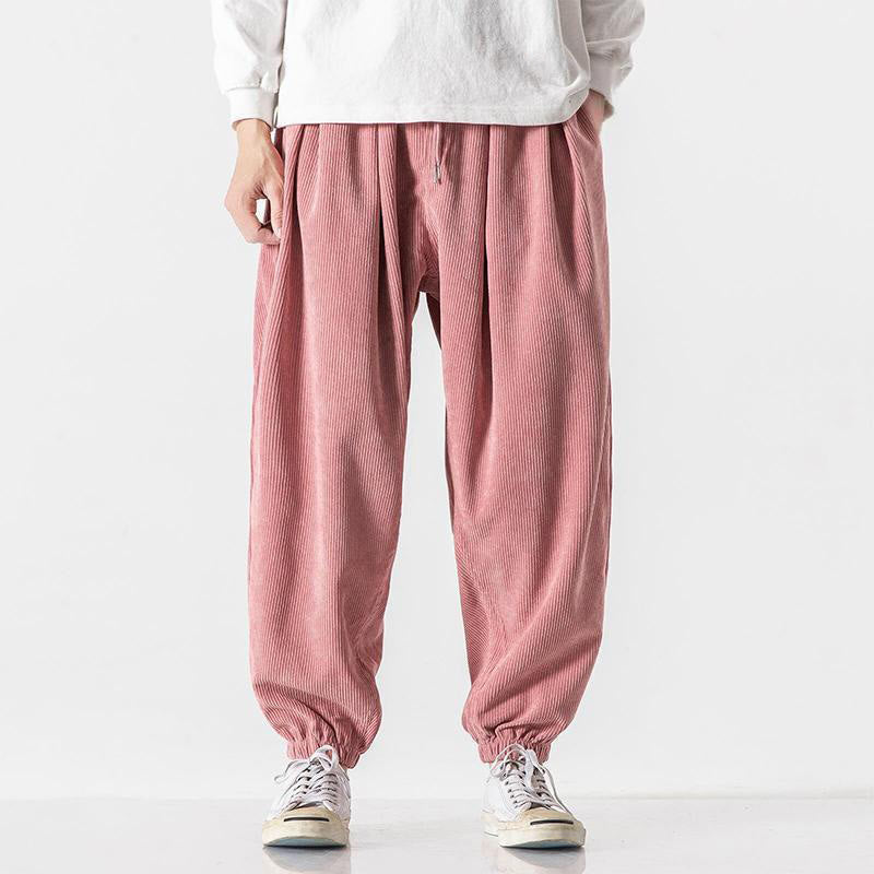 Pantalones casuales Buddha Stones de pana con cordón ajustable y bolsillos para hombre, hasta el tobillo - rosa claro - US/UK/AU46, EU56 (5XL) - image 26
