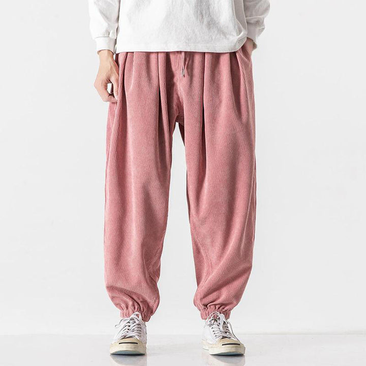 Pantalones casuales Buddha Stones de pana con cordón ajustable y bolsillos para hombre, hasta el tobillo - rosa claro - US/UK/AU46, EU56 (5XL) - image 26