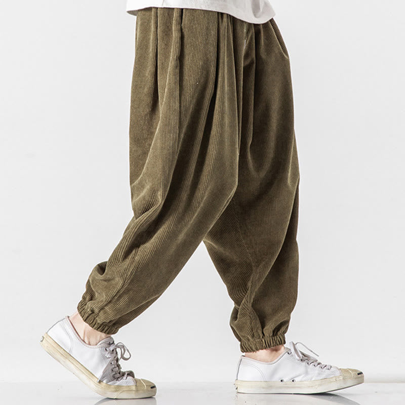 Pantalones casuales Buddha Stones de pana con cordón ajustable y bolsillos para hombre, hasta el tobillo - image 24