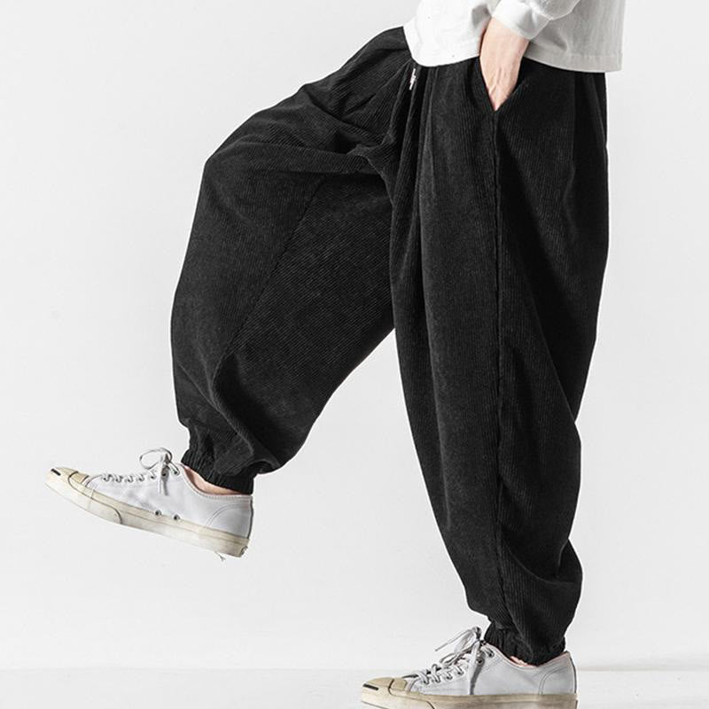 Pantalones casuales Buddha Stones de pana con cordón ajustable y bolsillos para hombre, hasta el tobillo - image 13