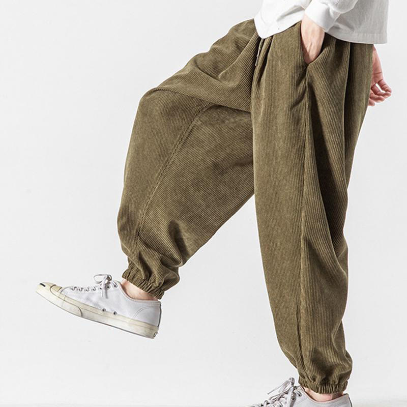 Pantalones casuales Buddha Stones de pana con cordón ajustable y bolsillos para hombre, hasta el tobillo - image 26