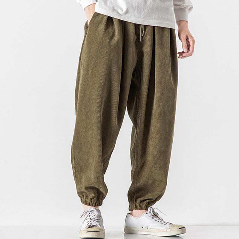 Pantalones casuales Buddha Stones de pana con cordón ajustable y bolsillos para hombre, hasta el tobillo - image 21