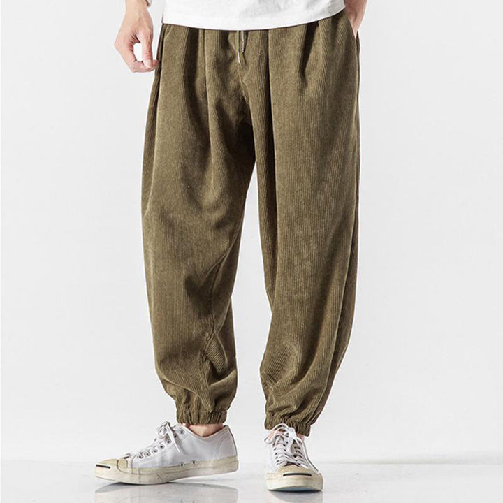 Pantalones casuales Buddha Stones de pana con cordón ajustable y bolsillos para hombre, hasta el tobillo - image 21