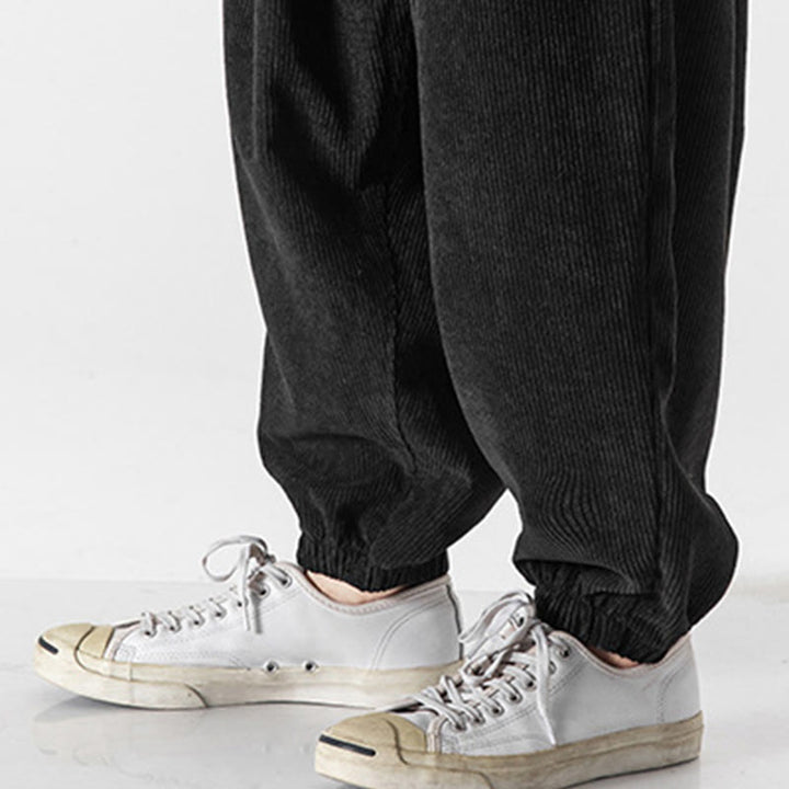 Pantalones casuales Buddha Stones de pana con cordón ajustable y bolsillos para hombre, hasta el tobillo - image 17