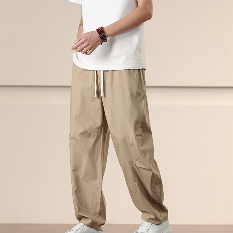 Pantalones cargo casuales vintage de Buddha Stones para hombre con cordón y bolsillos, de color sólido - vara de oro pálida - US/UK/AU46, EU56 (5XL) - image 0