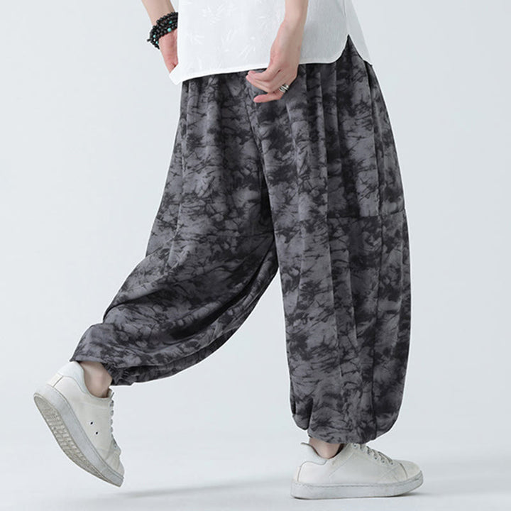 Pantalones harén para hombre con diseño retro informal de Buddha Stones, con cordón y estampado floral, y bolsillos - image 13